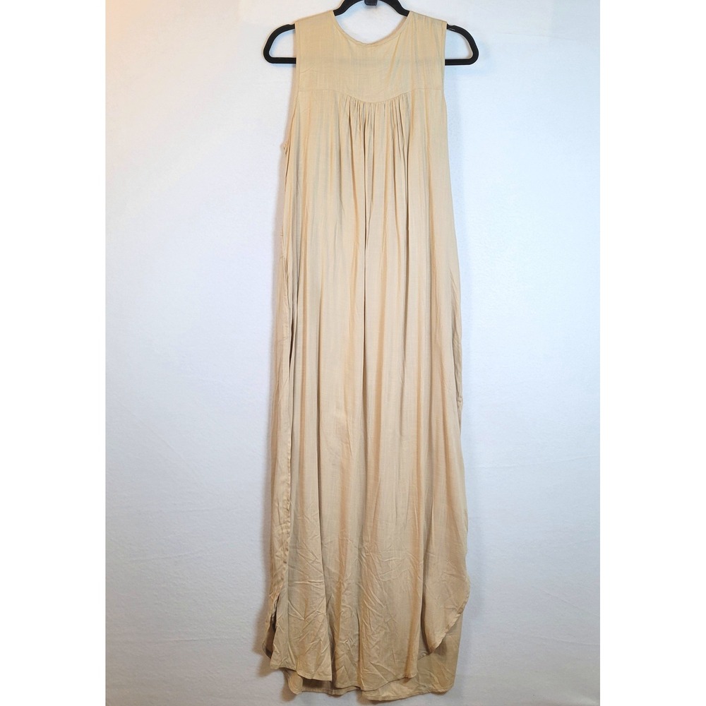 Aratta Silent Journey Women Crochet Lace Beaded Tank Maxi Dress Size Large Beige - Picture 6 of 11